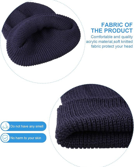 Zhanmai 12 Pack Small Winter Beanie Hats Bulk Warm Knitted Cuffed Skull Cap for Men Women