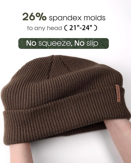 FURTALK Fisherman Beanie for Men Women 2 Styles Cuffless or Cuffed Knitted Unisex Winter Hat Outdoor All-Day Warmth