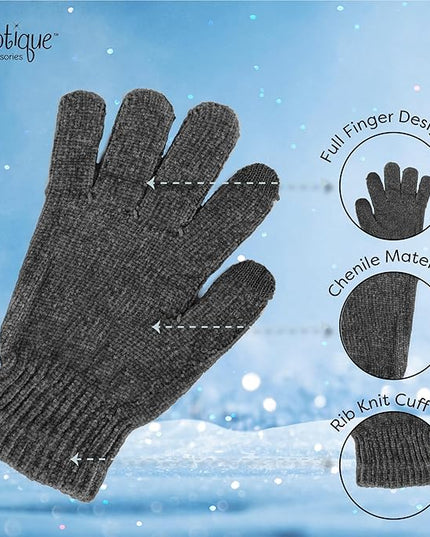 Motique Accessories Chenille Gloves Women Winter Magic Warm Gloves