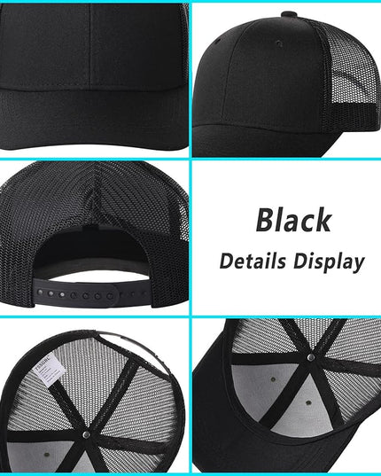 TSSGBL 2 Pack Snapback Trucker Baseball Hats Mesh Back Adjustable Blank Ball Caps for Men Women