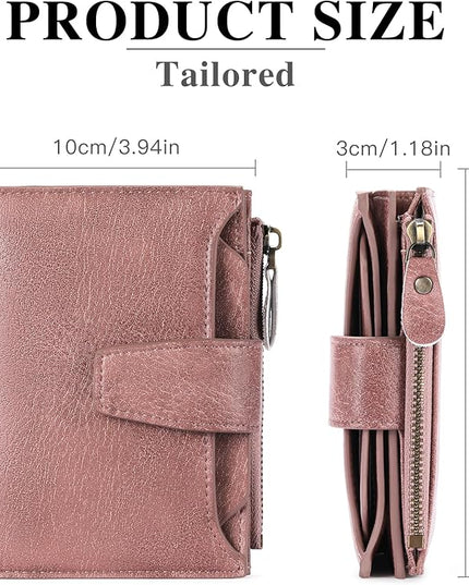 FALAN MULE Small Wallet for Women Leather Bifold Compact RFID Blocking Small Womens Wallet Purse