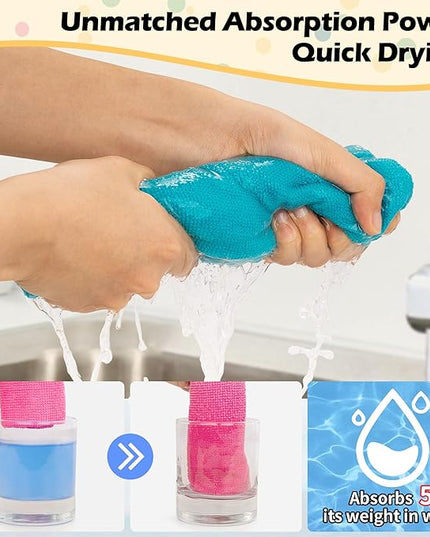 FIXSMITH Microfiber Cleaning Cloth, 50 Pack Cleaning Rags, Cleaning Towels for Housekeeping, Kitchen, Car, Lint-Free, Reusable Shop Towels with 5 Colors (Green/Blue/Yellow/Orange/Pink), 12"X12"