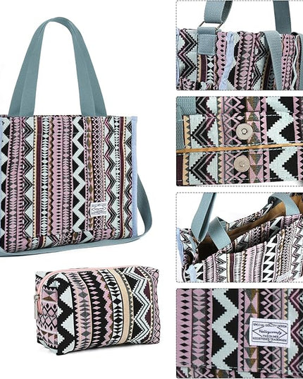Valleycomfy Corduroy Tote Bag for Women Travel Crossbody Bag Purse Women Shoulder Bags Work Handbags Everyday Hobo Bag