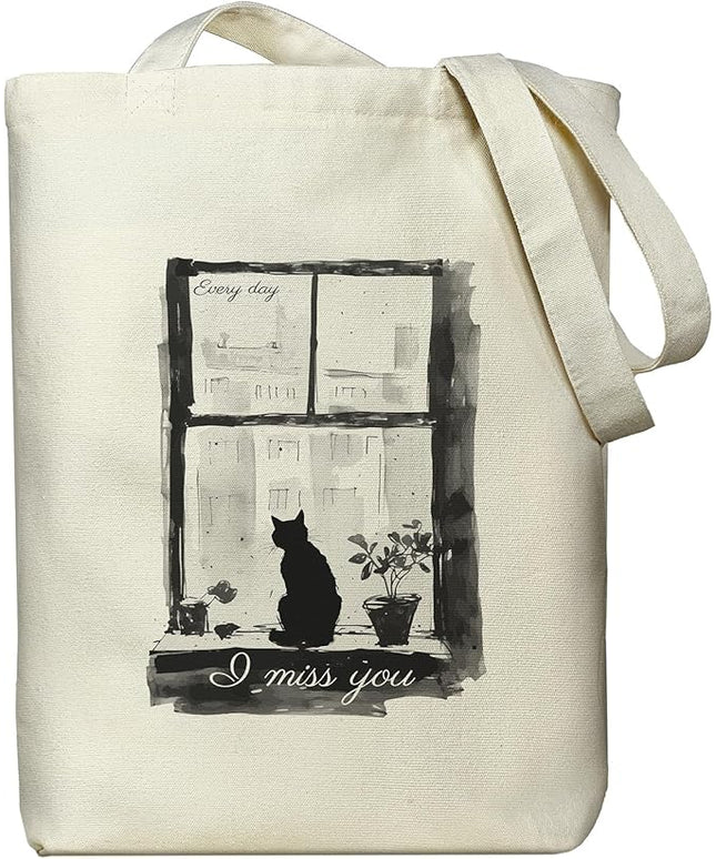 Tote Bag for Women, Reusable Zippered Canvas Bag with Handles Pocket Thick Canvas, for Grocery Shopping Beach Gift