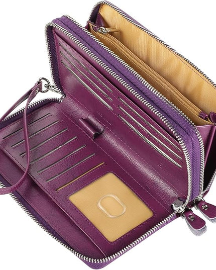 Lavemi Small Compact Women Wallet RFID Blocking Genuine Leather Bifold Purse with ID Windows