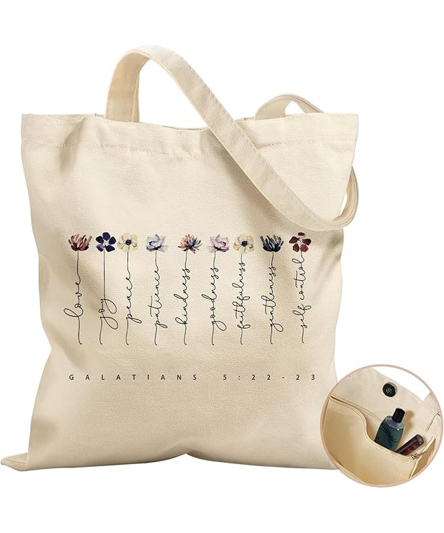 Aesthetic Tote Bag for Women- with Magnetic Buckle and Zipper Inner Pocket Cloth Cotton Canvas Tote Bags