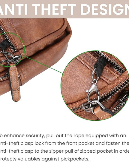HESHE Sling Bag for Women Anti Theft Small Crossbody Bags Leather Fanny Pack Cross Body Purse for Travel