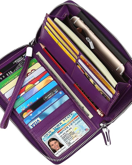 Lavemi Small Compact Women Wallet RFID Blocking Genuine Leather Bifold Purse with ID Windows