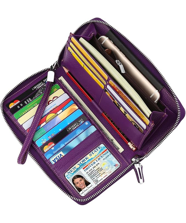 Lavemi Small Compact Women Wallet RFID Blocking Genuine Leather Bifold Purse with ID Windows