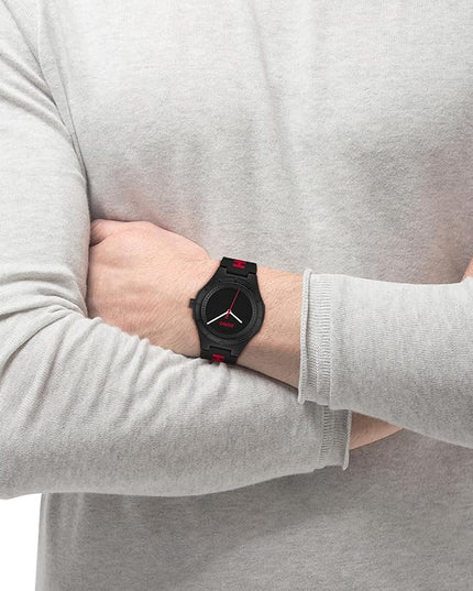 HUGO #LIT for HIM Men's 3H Quartz Silicone Wristwatch - Water Resistant up to 5ATM/50 Meters, Fun, Colorful and Easy to Wear