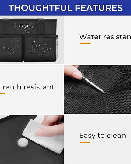 Ytonet Cleaning Caddy, Water Resistant Cleaning Supplies Organizer with Handle & Foldable Divider for Cleaners, Housekeeping Tote for Kitchen & Bathroom, Car Tool Caddy Organizer Bag, Black