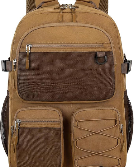 Lohol Water Resistant Daypack with Mulitiple Pockets for Travel Outdoor College, 15.6 inch Laptop Backpack for Men and Women (Brown)