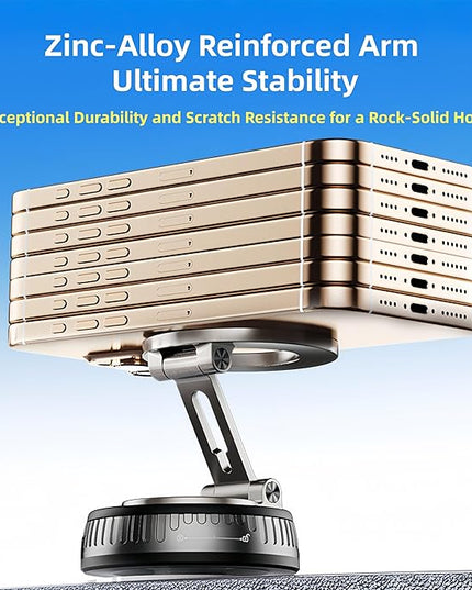 2026 Upgraded Magnetic Car Phone Mount for MagSafe: 360° Rotatable Adjustable Holder with 180+LBS Strong Suction Cup & 3800gf Magnet, Compatible with iPhone 17/16/15 Series & Android Devices