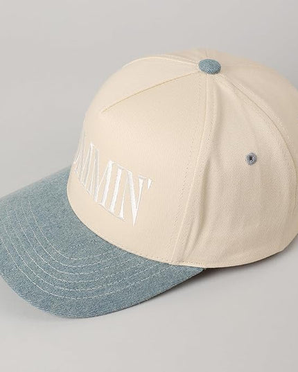 MIRMARU Two-Tone Vintage Canvas Trucker Hats for Men & Women, Adjustable Size Baseball Caps with Trendy Embroidered Design