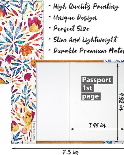 Passport Cover for Kids, Women and Men, Cute Travel Passport Holder (Flower Pattern)