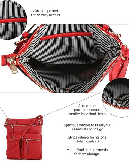 SG SUGU Katie Lightweight Medium Crossbody Bag Shoulder Bag with Multi Pocket for Women