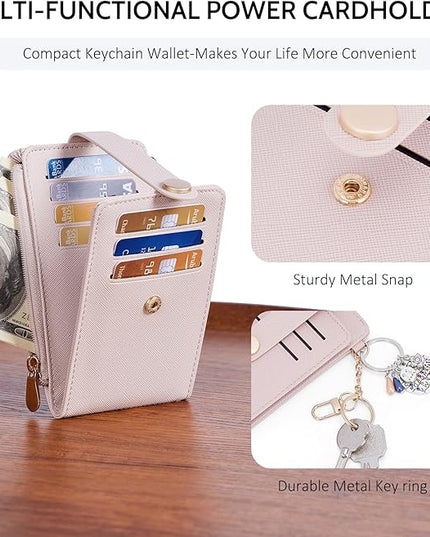 POIUGOYA Slim Wallet for Women,RFID Blocking Bifold Credit Card Holder with Zipper Coin Pocket,ID Window,Keychain