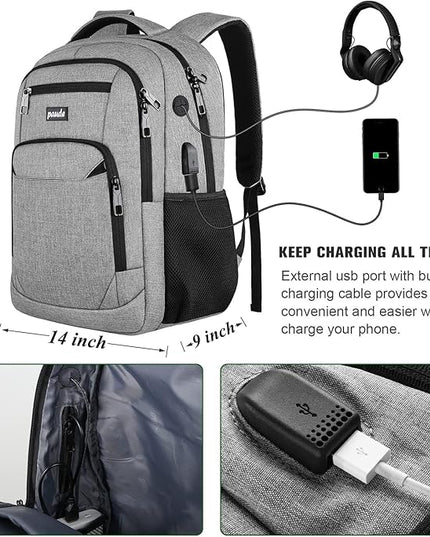 Paude Backpack School,17.3 Inch Travel Laptop Backpack,Bookbag for Teen Boys College Backpack with USB Charging Port,Waterproof