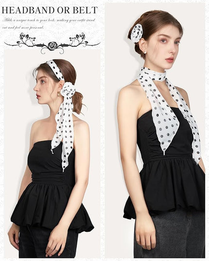 Chiffon Scarf for Women, Removable Flower Neck Scarf Light Soft Fashion Rose Scarves Versatile Headband or Hair Band