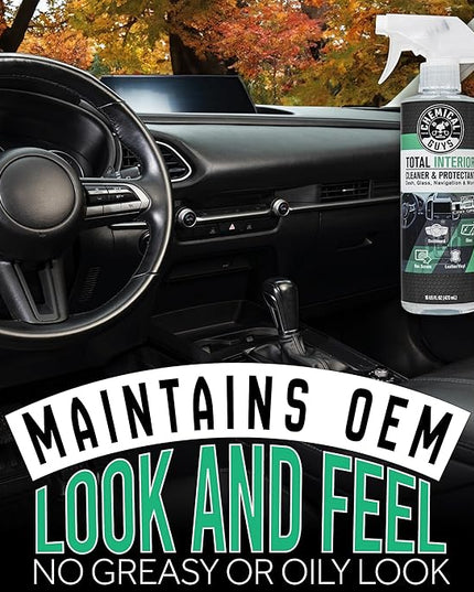 Chemical Guys Total Interior Cleaner & Protectant - New Car Scent, Car Cleaning Spray, Cleans and Protects Leather, Vinyl, Plastic, Rubber, and Glass, Safe for Trucks, SUVs, Jeeps, RVs & More - 16 oz