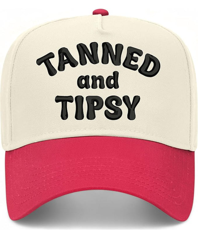Tanned & Tipsy Hat | Premium Vintage Trucker Hat with Adjustable Snapback for Men and Women