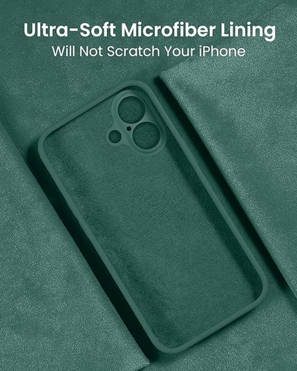 FireNova Designed for iPhone 16 Case, Silicone Upgraded [Camera Protection] Phone Case with [2 Screen Protectors], Soft Anti-Scratch Microfiber Lining Inside, 6.1 inch, Midnight Green