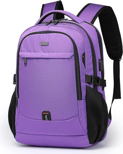 DUSLANG 17 Inch Laptop Backpack for Travel Water Resistant College Backpack for Women Laptop Bag with USB Charging Port Work Backpack,Purple
