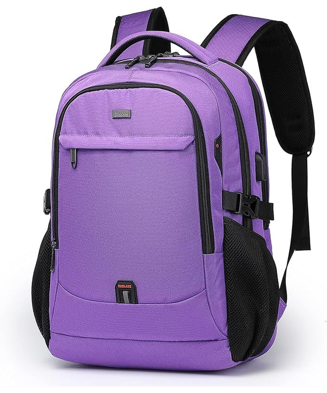 DUSLANG 17 Inch Laptop Backpack for Travel Water Resistant College Backpack for Women Laptop Bag with USB Charging Port Work Backpack,Purple