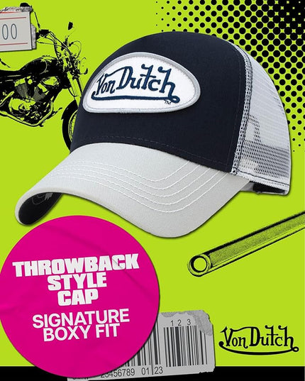 Von Dutch Unisex Trucker Hat - Curved Bill Mesh Back Retro Classic Adjustable Snapback Baseball Cap for Men and Women