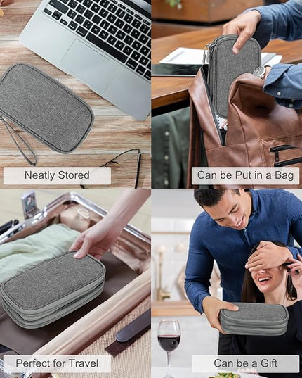 FYY Travel Cable Organizer Pouch Electronic Accessories Carry Case Portable Waterproof Double Layers All-in-One Storage Bag for Cord, Charger, Phone, Earphone Dark Grey