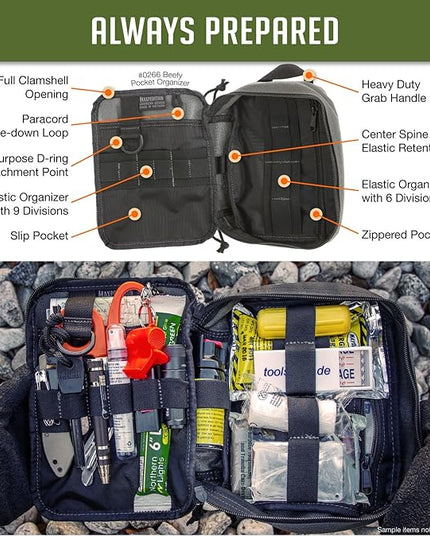 MAXPEDITION Beefy Pocket Organizer, Compact, MOLLE-Compatible, 1000D Nylon Tactical Pouch, Everyday Carry Tool and Gear Storage for Outdoor, Tactical, Survival, 0266