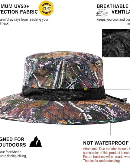 Oversized XL XXL Waterproof Sun Hat for Big Heads Mesh Bucket Hat Wide Brim Adjustable Packable Hiking Beach Fishing