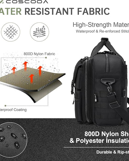 Large Tactical Laptop Bag for Men, Military 17.3 Inch Computer Bag Briefcase with Passport Wallet, Carry on Messenger Bag