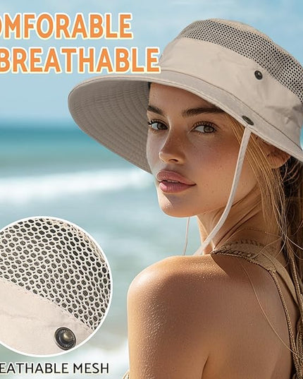 PFFY Sun Bucket Hats for Men Women 3” Wide Brim UPF 50+ Fishing & Beach Hat
