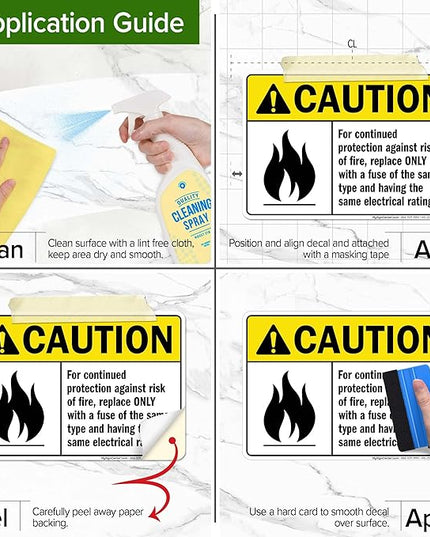 Warning For Continued Protection Against Risk Of Fire Replace Sign, 10x7 Inches, 4 Mil Vinyl Decal Stickers Weather Resistant, Made in USA by My Sign Center