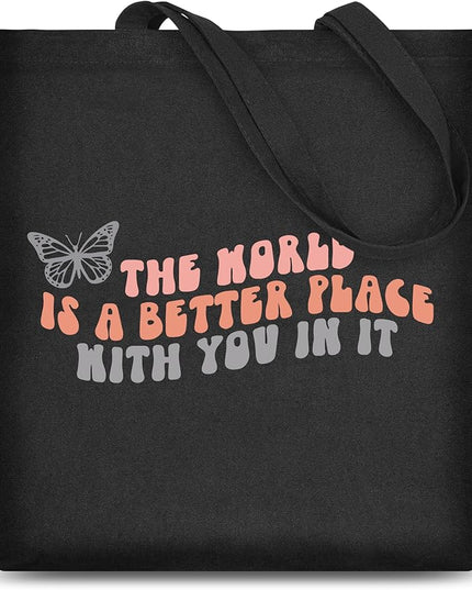 AUSVKAI Canvas Tote Bag Aesthetic for Women, Cute Cloth Cotton Bags for College Shopping Beach Grocery and Trendy Gifts