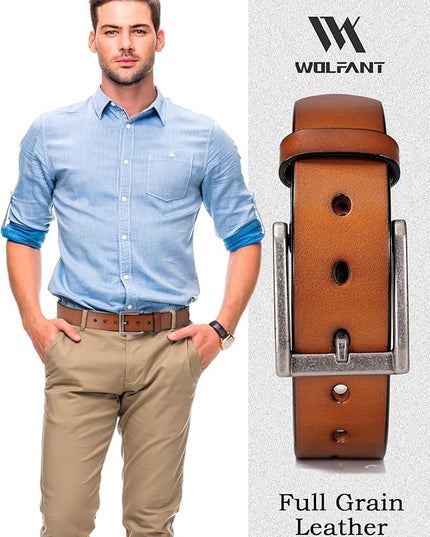 WOLFANT Thicken Full Grain Heavy Duty Belts for Men,100% Italian Real Solid Leather