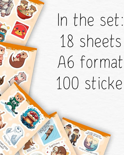100Pcs Otter Stickers for Water Bottle - Sea Otter Gifts, Party Supplies & Party Decorations - Gift for Women & Men