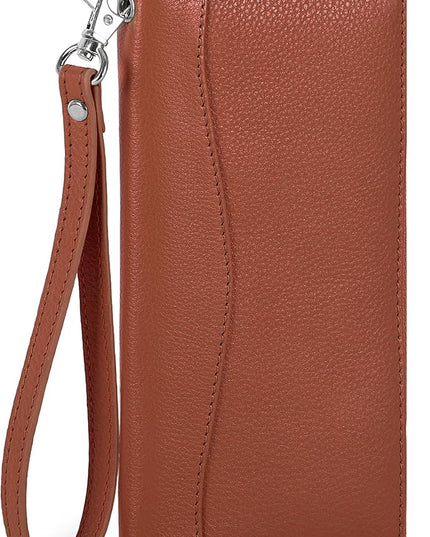 Oak Leathers Tan Leather Wallet for Women - RFID Womens Wallet Clutch with 8 Credit Card Holder, Coin Pocket, Gift for Women’s Cognac Purses