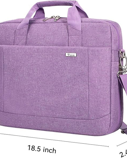 Voova Laptop Bag Case 17 17.3 Inch Computer Sleeve Messenger Bag with Shoulder Strap Expandable Waterproof Large Capacity Business Briefcase for Work Travel Fit 17-18” Laptop, Men Women, Lavender