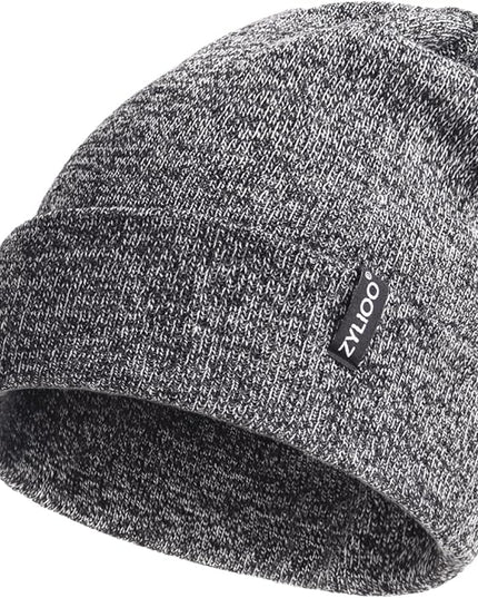 Zylioo Oversize Beanie Hats, XXL Big Size Ribbed Knit Cuffed Winter Hat for Cold Weather, Warm Skull Watch Cap