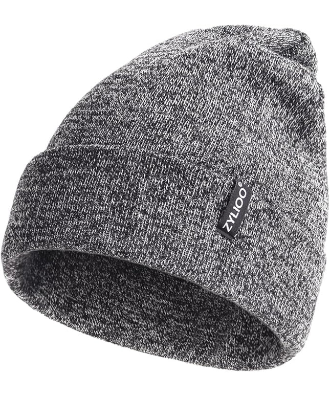Zylioo Oversize Beanie Hats, XXL Big Size Ribbed Knit Cuffed Winter Hat for Cold Weather, Warm Skull Watch Cap