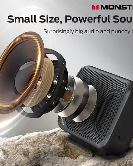 Monster S360 Portable Bluetooth Speaker, IPX7 Waterproof, Bluetooth 6.0, 20H Playtime, Powerful Stereo Sound, Support TF Card, Clear Hands-Free Calling Speaker for Home, Outdoors and Travel