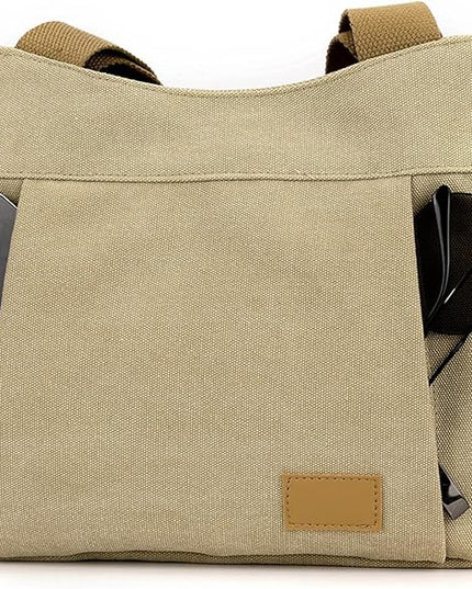 Sunshinejing Women's Canvas Purse Small Shoulder Tote Work Crossbody Bag Multi-pocket Handbag