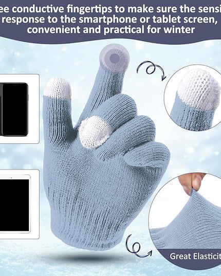 SATINIOR 56 Pcs Bulk Winter Hats and Gloves Set for Homeless Beanies Touchscreen Gloves Knit Cuffed Skull Caps for Men Women
