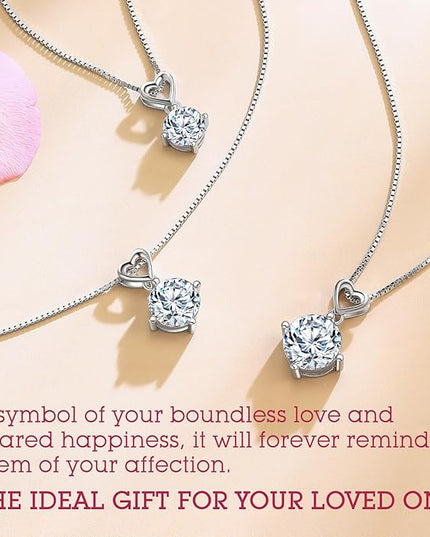 Heart Pendant Necklace Gifts for Wife, 1-6 Carat Moissanite Women's Pendant Necklace, Wedding Anniversary Eternity Jewelry Present for Wife, Birthday Gifts for Her