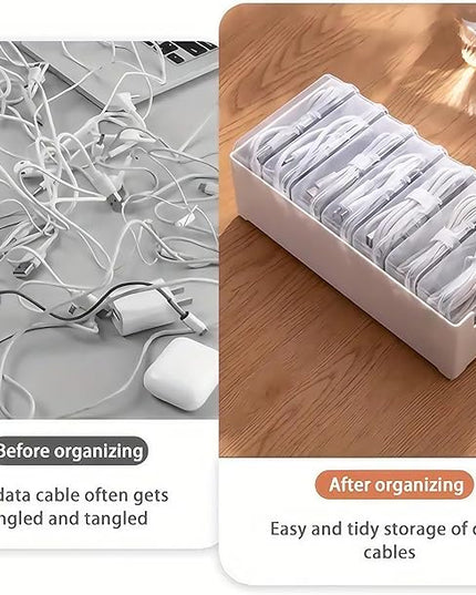 11 Box Cable Organizer Storage Box, Desktop Cable Management with Switch, Power Cord Organizer for Office,Home,Desk Accessories Storage Stationery Supplies and Accessories（White）