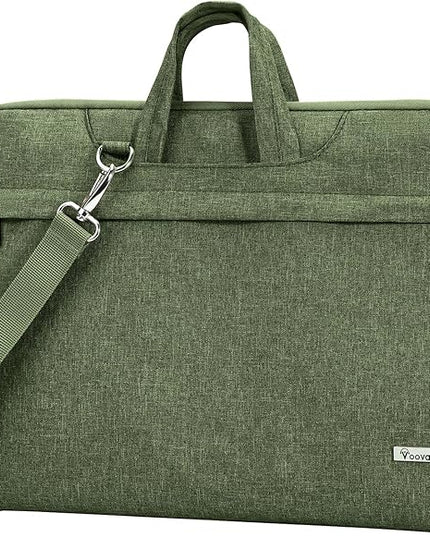 Voova Laptop Bag 17 17.3 Inch Water-resistant Laptop Sleeve Case with Shoulder Straps & Handle, Computer Case Cover Slim Briefcase Compatible with 17-18” Hp Dell Asus Acer, Army Green