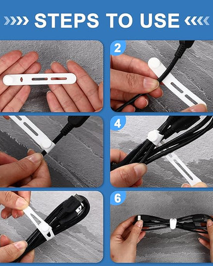 42 Pcs Silicone Cable Ties Reusable Cord Straps Multipurpose Elastic Cable Organizer for Bundling Fastening Earphone Phone Charger Home Office School(Multicolor,3.15 Inch)
