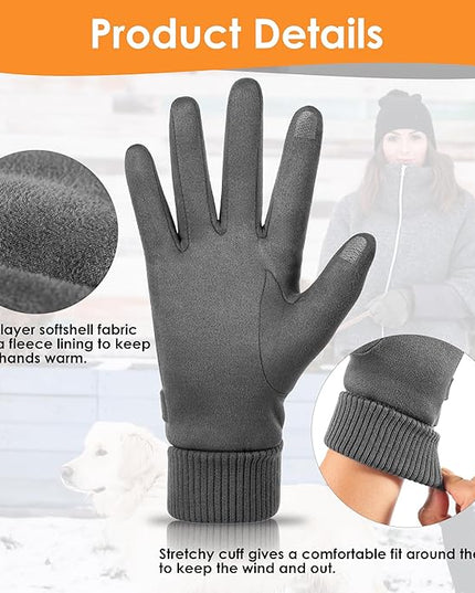 Cold Weather Womens Gloves, Winter Gloves for Women Thermal Warm Fleece Lined, Touchscreen Gloves for Christmas Gifts